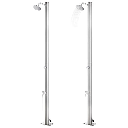 Buitendouche Met Grijze Basis 220 Cm Roestvrij Staal 110 x 62 x 5 cm Grijs