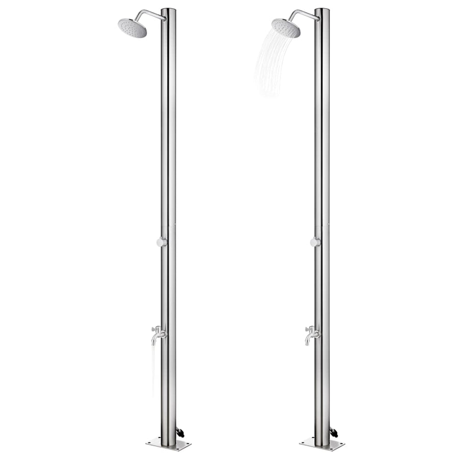 Buitendouche Met Grijze Basis 220 Cm Roestvrij Staal 110 x 62 x 5 cm Grijs