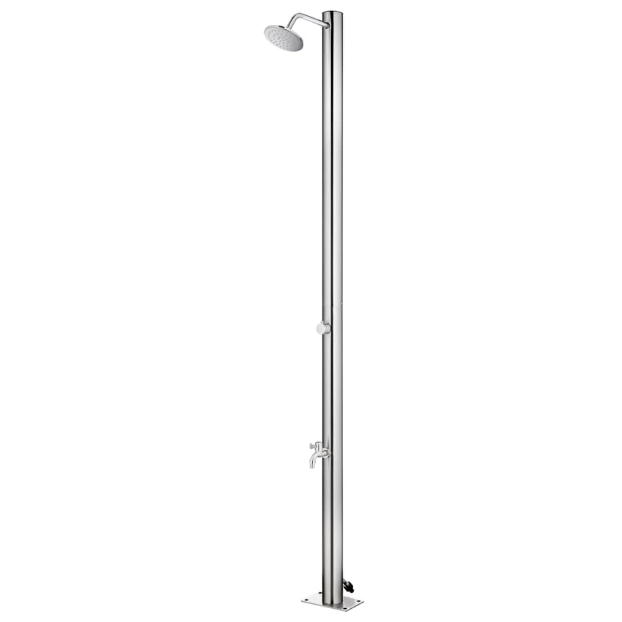 Buitendouche Met Grijze Basis 220 Cm Roestvrij Staal 110 x 62 x 5 cm Grijs