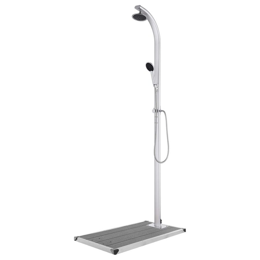 Buitendouche Met Grijze Basis 220 Cm Aluminium 110 x 62 x 5 cm Grijs