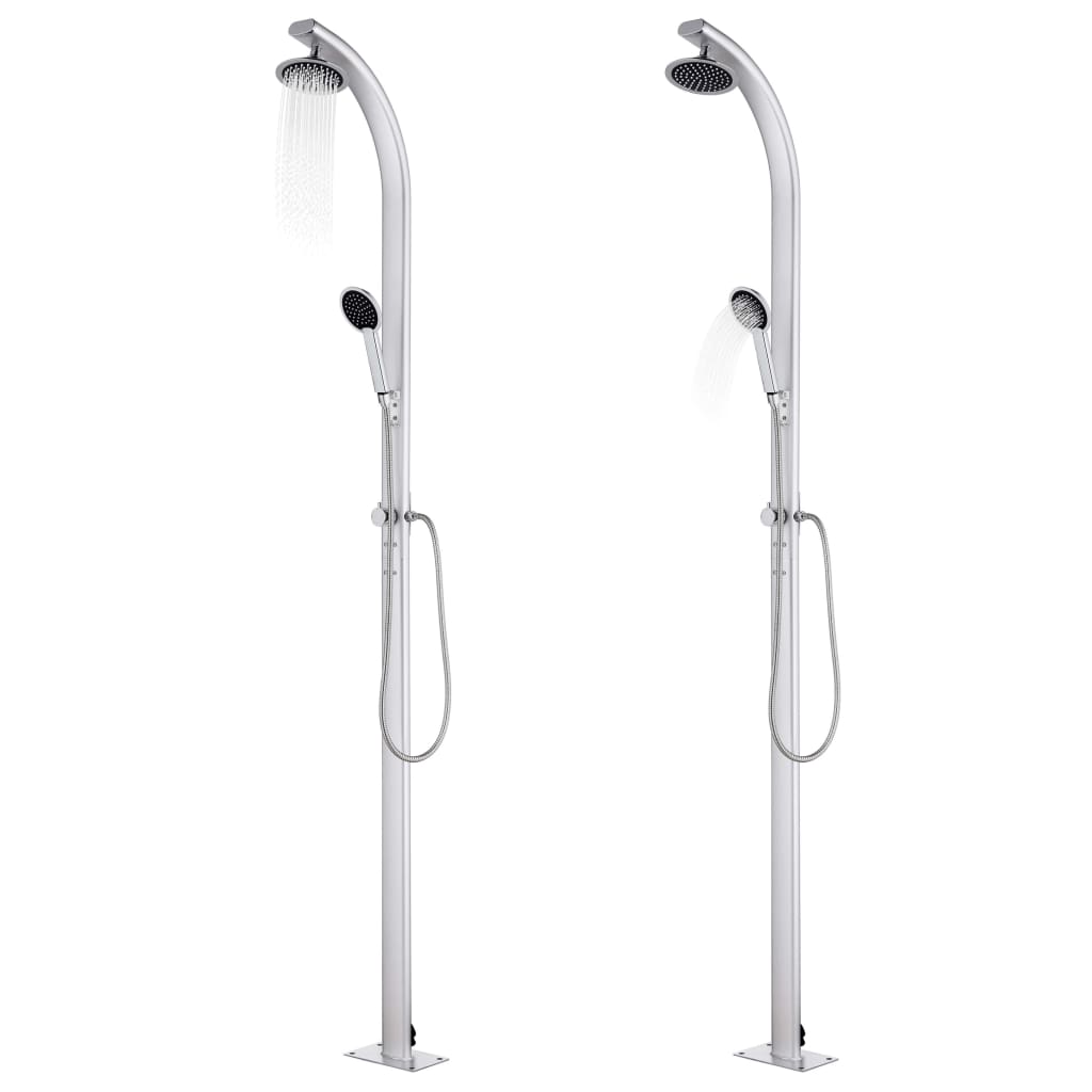 Buitendouche Met Grijze Basis 220 Cm Aluminium 110 x 62 x 5 cm Grijs