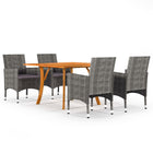 Tuinset 5-delig acaciahout PE-rattan grijs