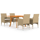 Tuinset 5-delig acaciahout PE-rattan beige