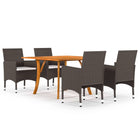 Tuinset 5-delig massief acaciahout PE-rattan bruin