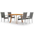 Tuinset 5-delig acaciahout PE-rattan grijs
