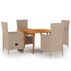 Tuinset 5-delig acaciahout PE-rattan beige