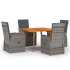 Tuinset acaciahout PE-rattan grijs 120x120x75 cm