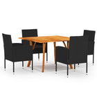 Tuinset 120x120 cm acaciahout PE-rattan zwart