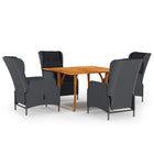Tuinset 5-delig acaciahout PE-rattan donkergrijs