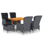 Tuinset 7-delig acaciahout PE-rattan donkergrijs