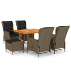 Tuinset 7-delig massief acaciahout PE-rattan bruin