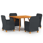 Tuinset 5-delig donkergrijs acaciahout PE-rattan
