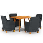 Tuinset 5-delig donkergrijs acaciahout PE-rattan
