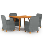 Tuinset massief acaciahout & PE-rattan lichtgrijs 5-delig