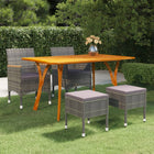 Tuinset grijs vlechtwerk met houten blad