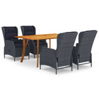 Tuinset donkergrijs met houten tafelblad