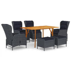 Tuinset donkergrijs met houten tafel