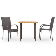 3-piece Poly Rattan Garden Set brown