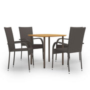 Tuinset 5-delig poly rattan bruin acaciahout staal