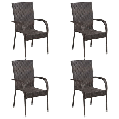 -Delige Tuinset Poly Rattan 5 Bruin