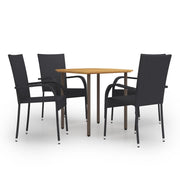Tuinset 5-delig poly rattan zwart acaciahout staal