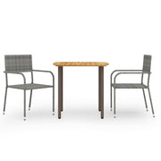 Tuinset poly rattan grijs 3-delig