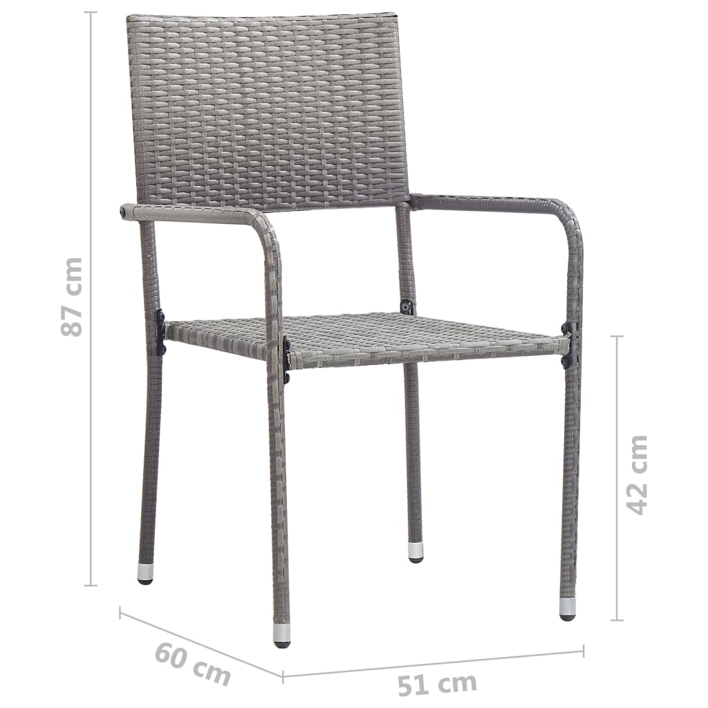-Delige Tuinset Poly Rattan 3 Grijs
