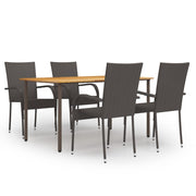 Tuinset 5-delig poly rattan bruin acaciahout staal