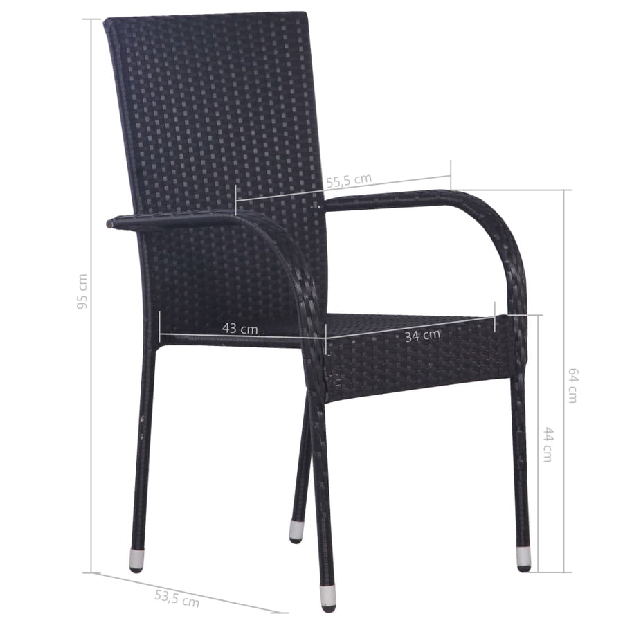 -Delige Tuinset Poly Rattan 5 Zwart