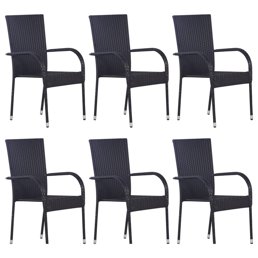 -Delige Tuinset Poly Rattan 7 Zwart
