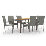 Tuinset poly rattan 7-delig grijs