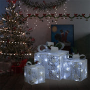 Christmas decoration gift boxes 3 pcs indoor/outdoor white