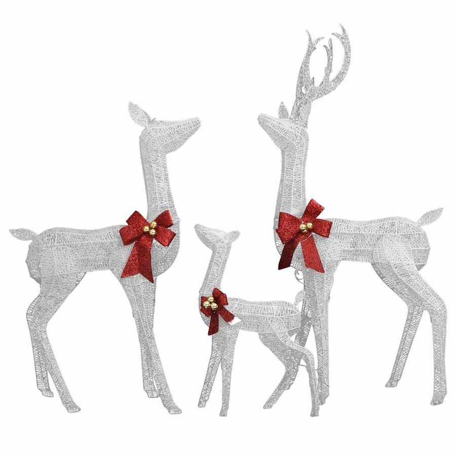 Kerstversiering Rendierfamilie 201 Led's En Zilverkleurig Wit