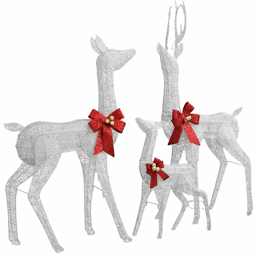 Kerstversiering Rendierfamilie 201 Led's En Zilverkleurig Wit