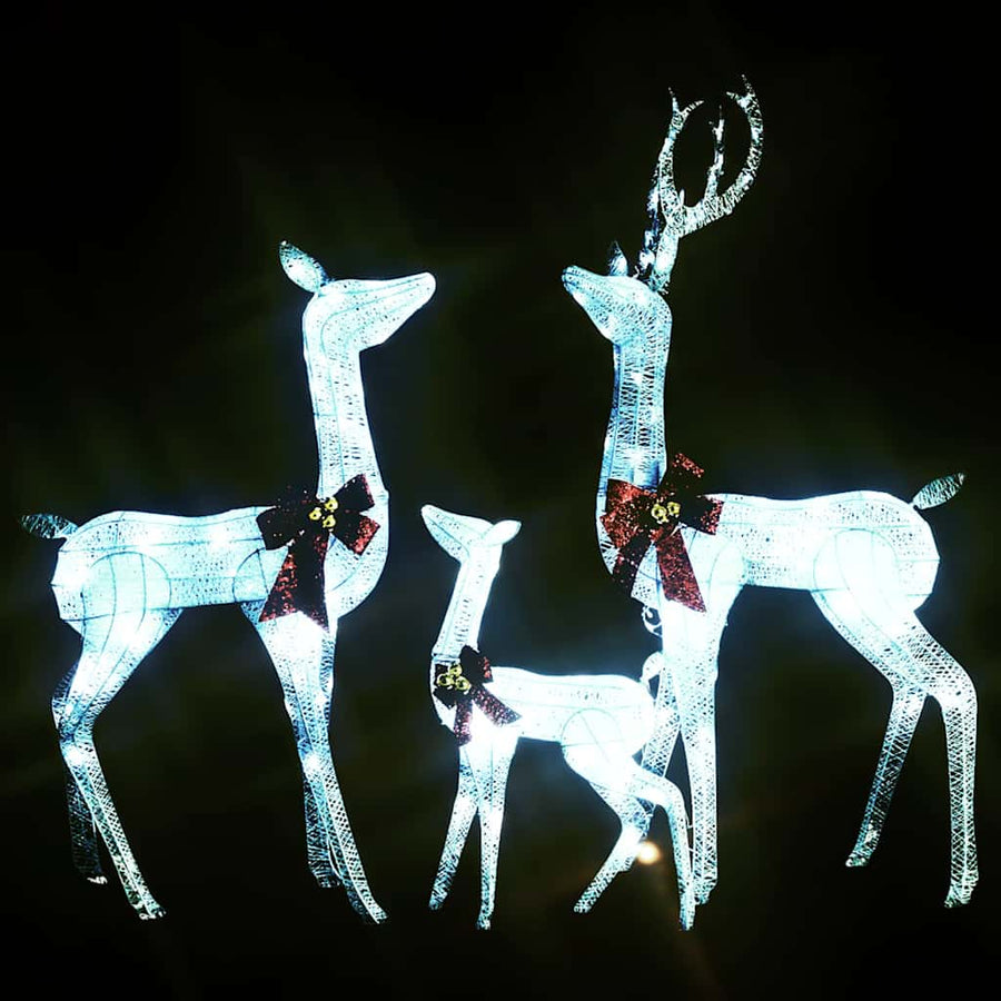 Kerstversiering Rendierfamilie 201 Led's En Zilverkleurig Wit