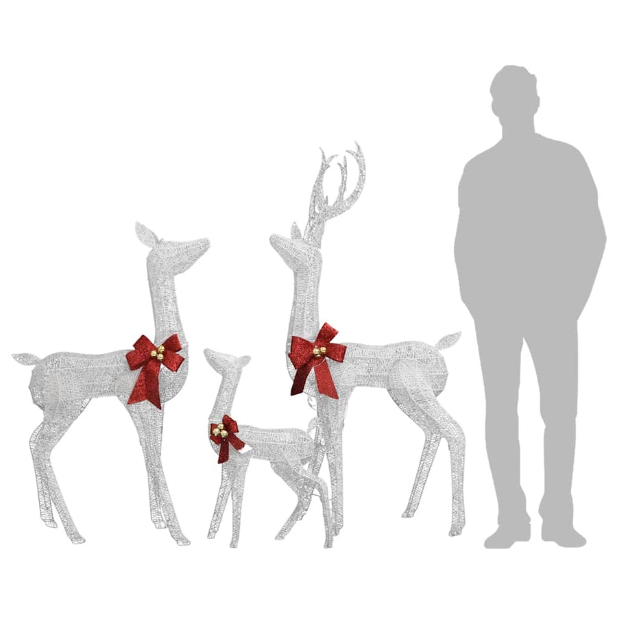 Kerstversiering Rendierfamilie 201 Led's En Zilverkleurig Wit