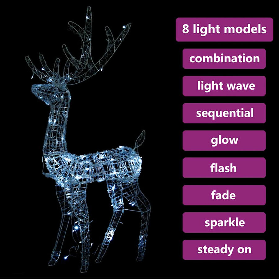 Kerstversiering Rendier 140 Led's 120 Cm Acryl Koudwit 1