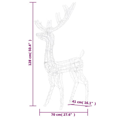 Kerstversiering rendier 140 LED's 128 cm acryl meerkleurig