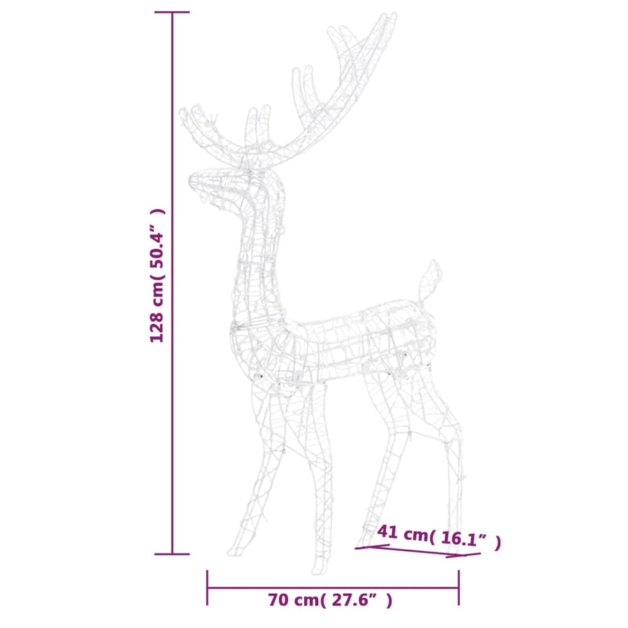 Kerstversiering rendier 140 LED's 128 cm acryl meerkleurig
