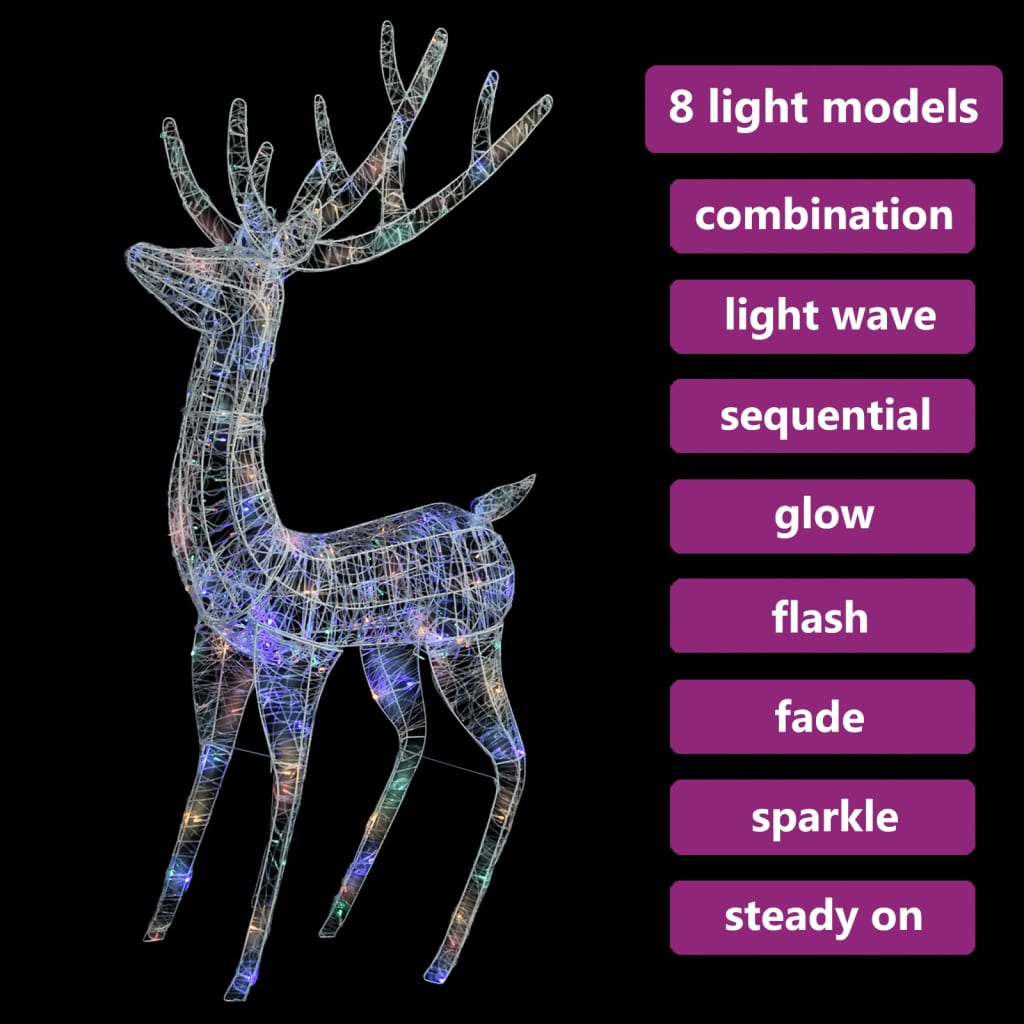 Kerstdecoratie Rendier 250 Led's Meerkleurig 180 Cm Acryl Multikleur 1