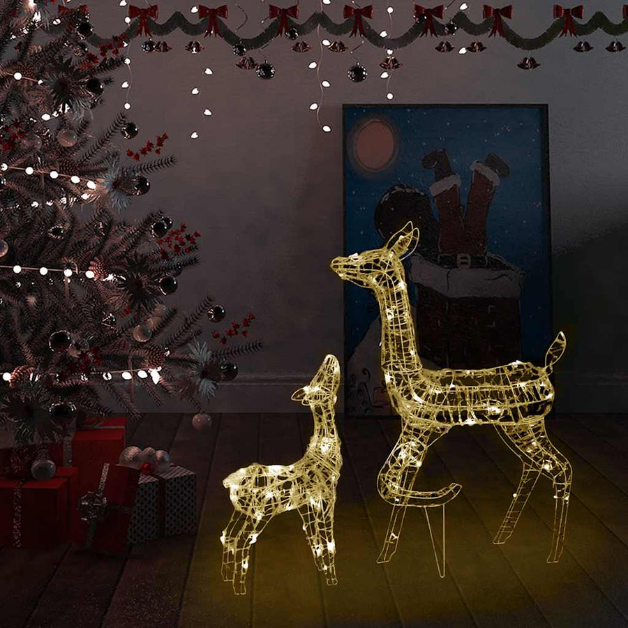 Kerstversiering rendierfamilie 160 LED's warmwit acryl