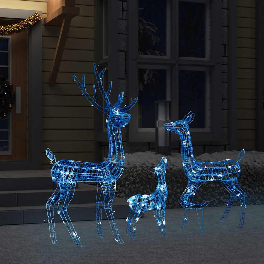Kerstversiering rendierfamilie 300 LED's blauw acryl