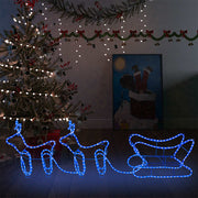 Buitenkerstversiering rendier en slee 576 LED blauw