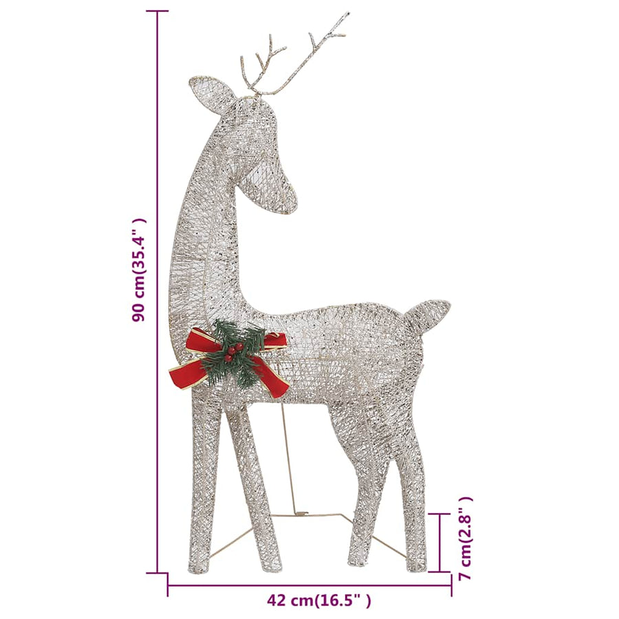 Rendierfamilie Kerstmis Warmwit 270X7X90 Cm Mesh Kleurig 3