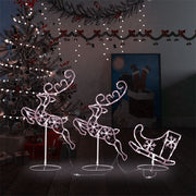 Kerstdecoratie rendieren slee 260x21x87 cm acryl warmwit