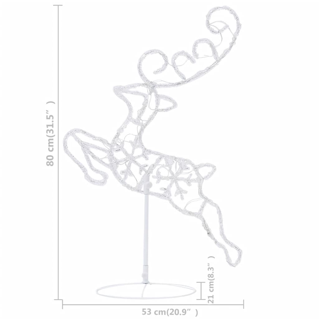 Kerstdecoratie Rendieren En Slee 260X21X87 Cm Acryl Koudwit