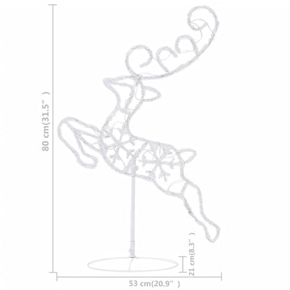 Kerstdecoratie Rendieren En Slee 260X21X87 Cm Acryl Koudwit