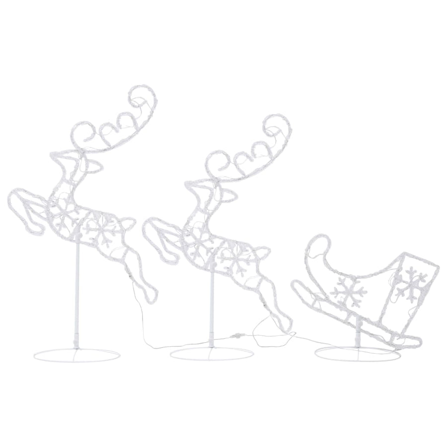 Kerstdecoratie Rendieren En Slee 260X21X87 Cm Acryl Koudwit
