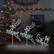Kerstdecoratie rendieren slee 260x21x87 cm acryl koudwit
