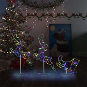 Kerstdecoratie rendieren slee 260x21x87 cm acryl meerkleurig